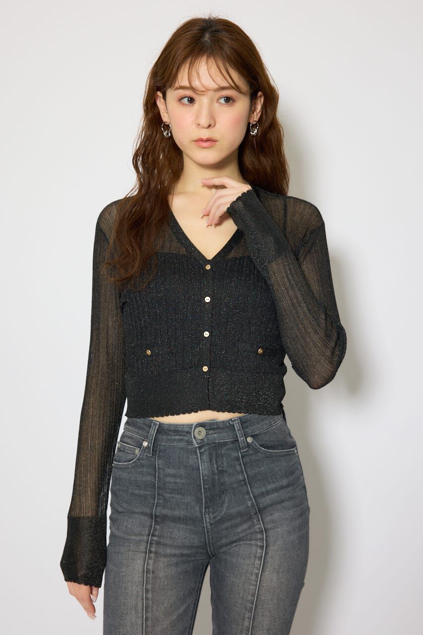 rienda「スカラップクロップドニットカーディガン」|カーディガン|