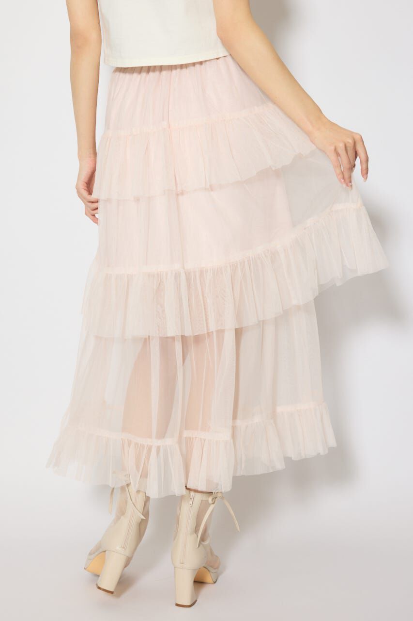 rienda「ティアードフレアチュールジャストウエストスカート」|スカート|