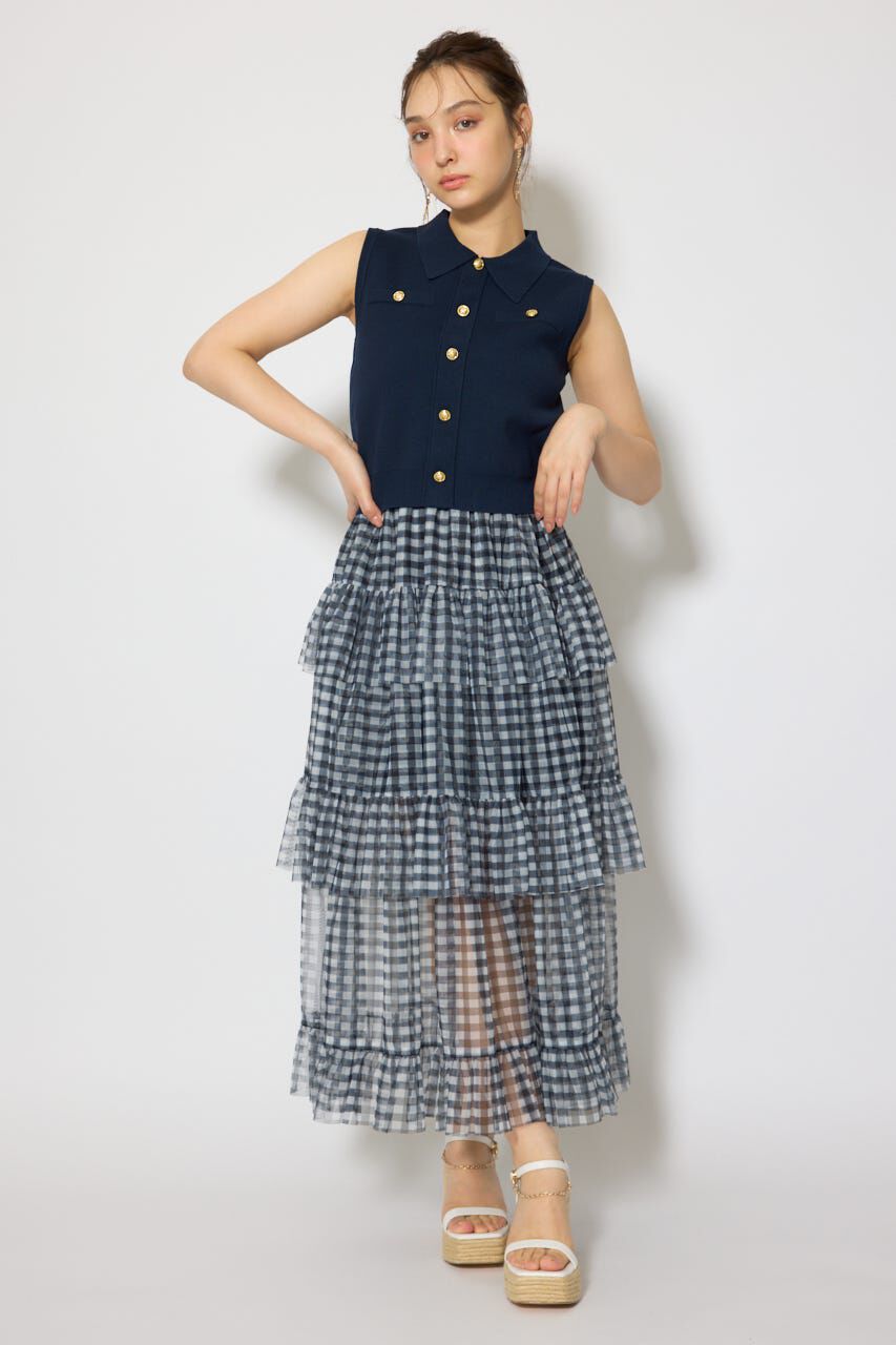 rienda「ティアードフレアチュールジャストウエストスカート」|スカート|