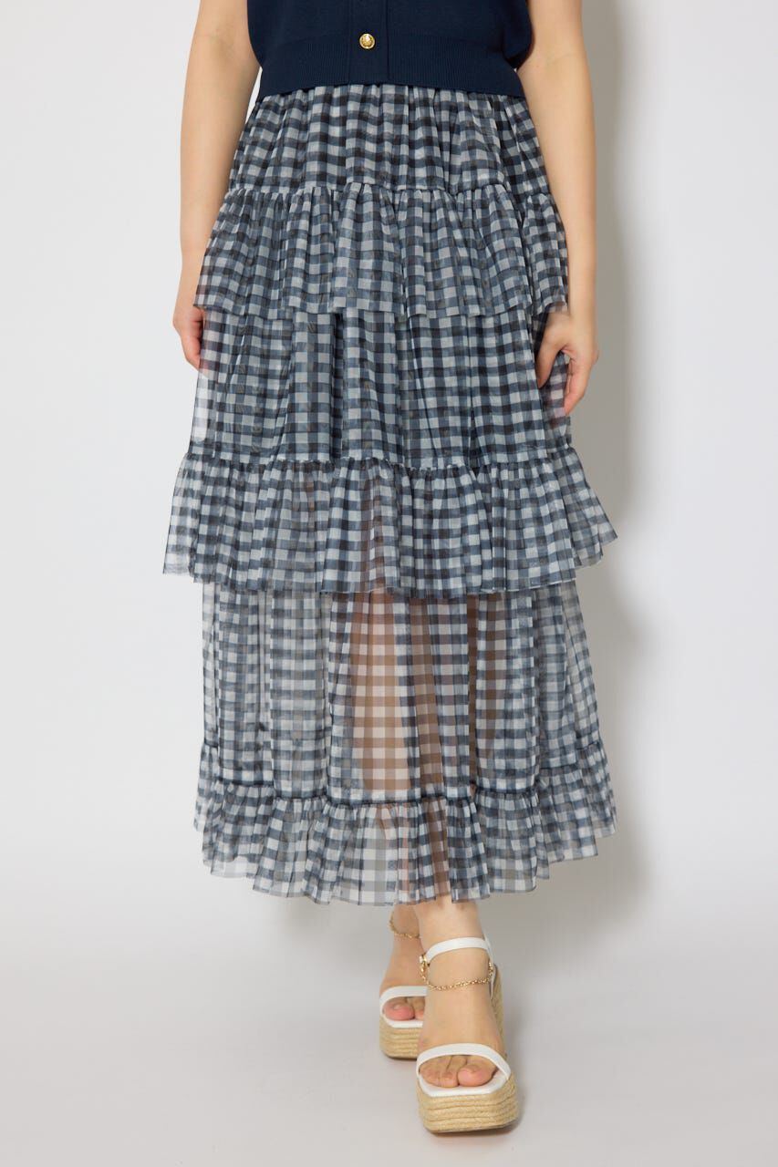 rienda「ティアードフレアチュールジャストウエストスカート」|スカート|