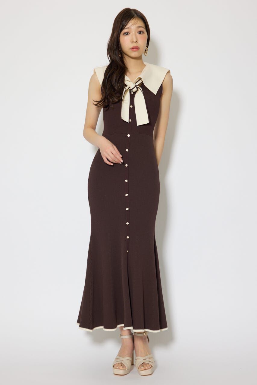 rienda「セーラーカラーニットマーメイドワンピース」|ワンピース|