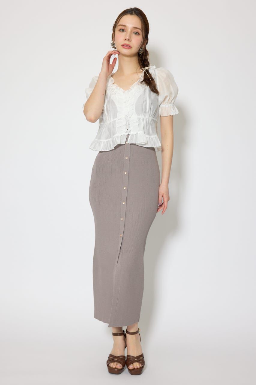 rienda「シフォンカーデセットタイトニットワンピース」|ワンピース|GRY