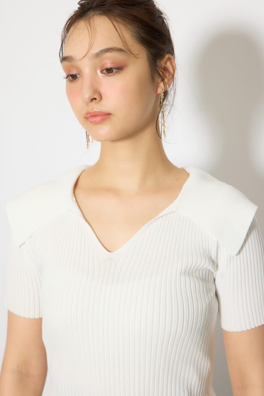 rienda「BIGカラーニットトップス」|ニット・セーター|