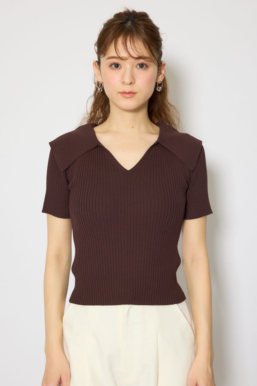 rienda「BIGカラーニットトップス」|ニット・セーター|