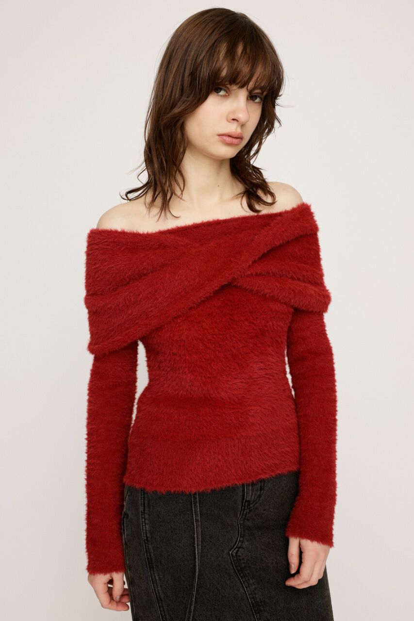 SLY「OFF SHOULDER 2P トップス」|ニット・セーター|RED