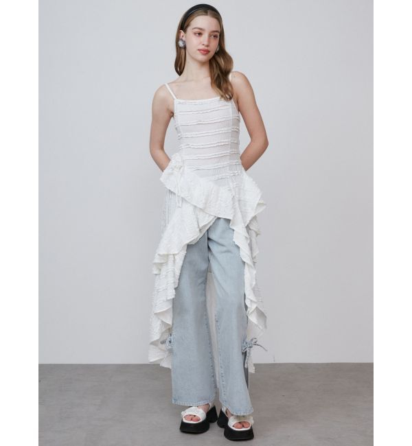 CALNAMUR「ROSE ASYMMETRIC HEM LONG OP/ローズアシンメトリーヘムロングワンピース」|ワンピース|