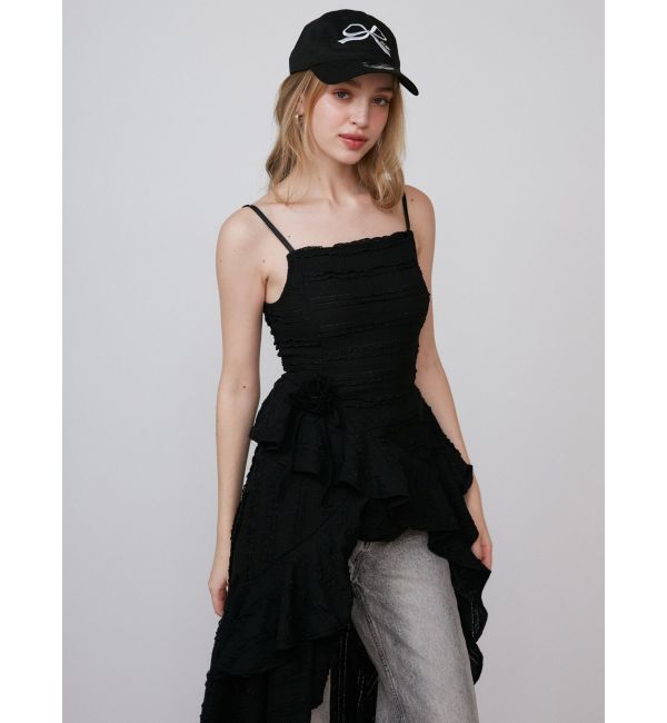 CALNAMUR「ROSE ASYMMETRIC HEM LONG OP/ローズアシンメトリーヘムロングワンピース」|ワンピース|