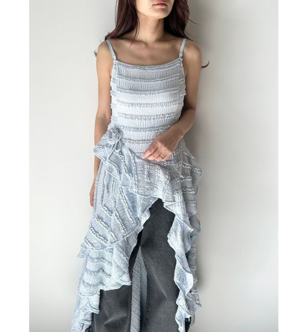 CALNAMUR「ROSE ASYMMETRIC HEM LONG OP/ローズアシンメトリーヘムロングワンピース」|ワンピース|