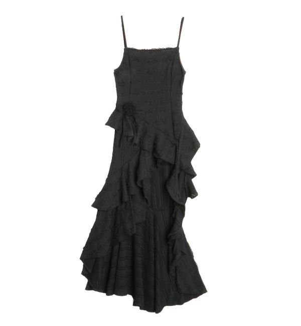 CALNAMUR「ROSE ASYMMETRIC HEM LONG OP/ローズアシンメトリーヘムロングワンピース」|ワンピース|