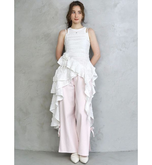 CALNAMUR「ROSE ASYMMETRIC HEM LONG OP/ローズアシンメトリーヘムロングワンピース」|ワンピース|