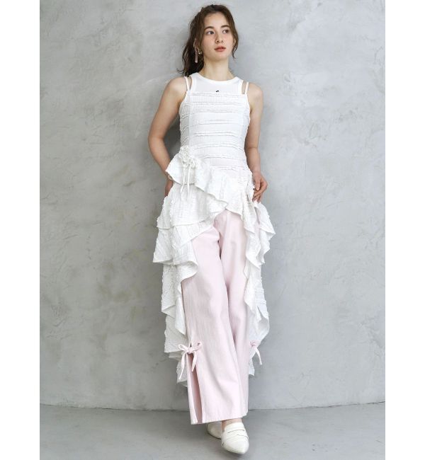 CALNAMUR「ROSE ASYMMETRIC HEM LONG OP/ローズアシンメトリーヘムロングワンピース」|ワンピース|