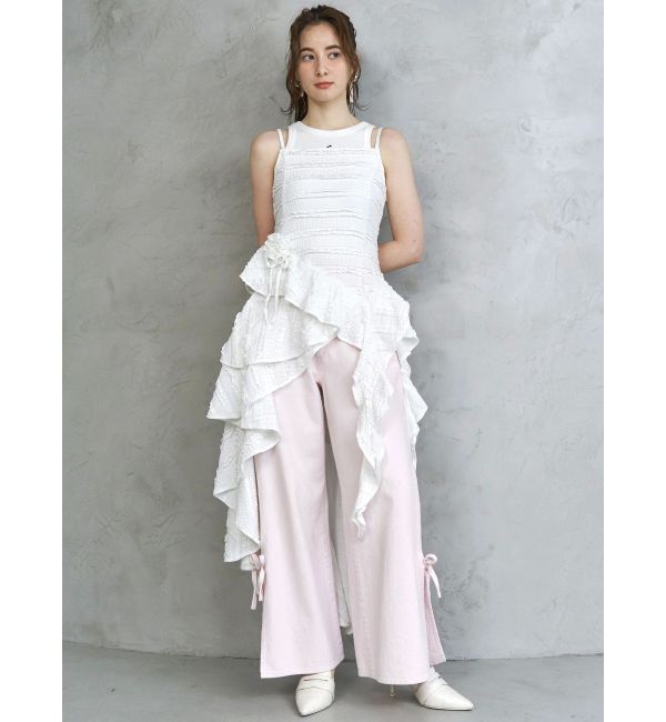 CALNAMUR「ROSE ASYMMETRIC HEM LONG OP/ローズアシンメトリーヘムロングワンピース」|ワンピース|