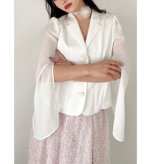 RESEXXY「シアースリーブコルセットジャケット」|テーラードジャケット|ホワイト