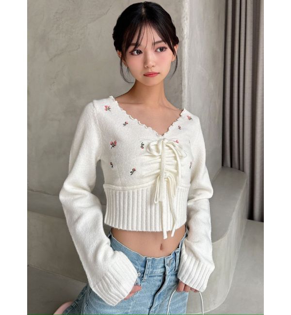 RESEXXY「フラワーエンブロイダリーニットトップス」|ニット・セーター|