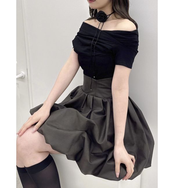 dazzlin「チョーカー付きオフショルドレープカットプルオーバー」|Tシャツ・カットソー|