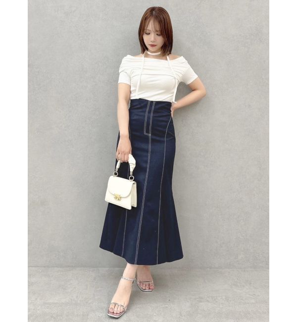 dazzlin「チョーカー付きオフショルドレープカットプルオーバー」|Tシャツ・カットソー|