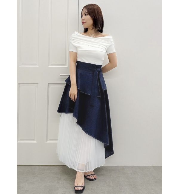 dazzlin「チョーカー付きオフショルドレープカットプルオーバー」|Tシャツ・カットソー|