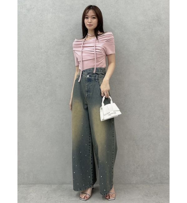 dazzlin「チョーカー付きオフショルドレープカットプルオーバー」|Tシャツ・カットソー|