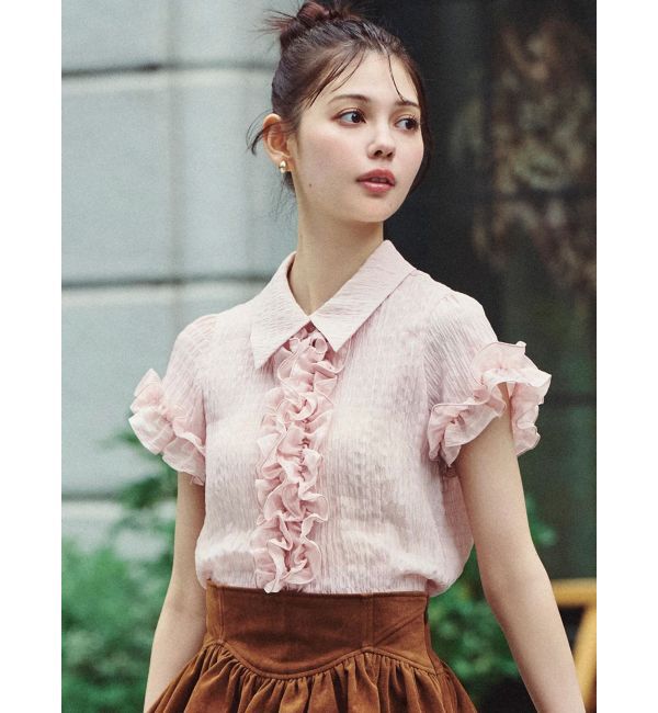 dazzlin「シュリンクフラワーフリルシャツ」|シャツ・ブラウス|