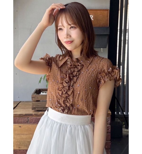 dazzlin「シュリンクフラワーフリルシャツ」|シャツ・ブラウス|