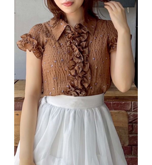 dazzlin「シュリンクフラワーフリルシャツ」|シャツ・ブラウス|