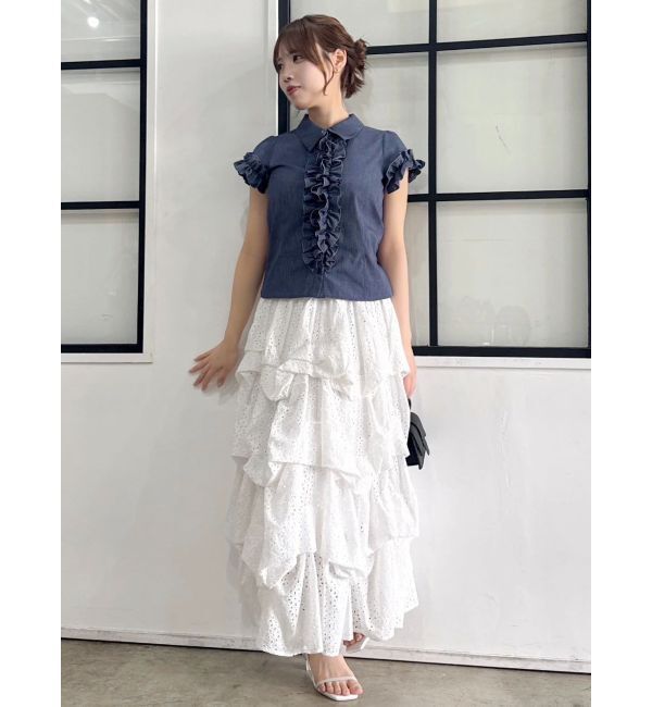 dazzlin「シュリンクフラワーフリルシャツ」|シャツ・ブラウス|