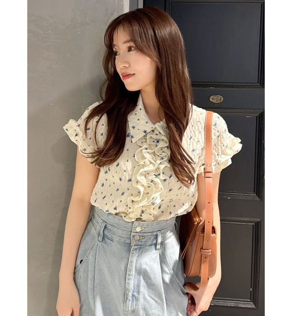 dazzlin「シュリンクフラワーフリルシャツ」|シャツ・ブラウス|