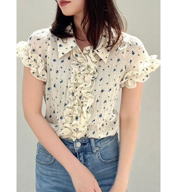 dazzlin「シュリンクフラワーフリルシャツ」|シャツ・ブラウス|