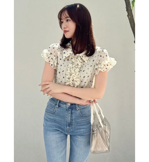 dazzlin「シュリンクフラワーフリルシャツ」|シャツ・ブラウス|