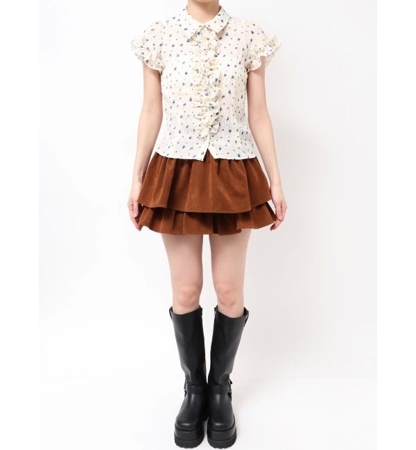 dazzlin「シュリンクフラワーフリルシャツ」|シャツ・ブラウス|