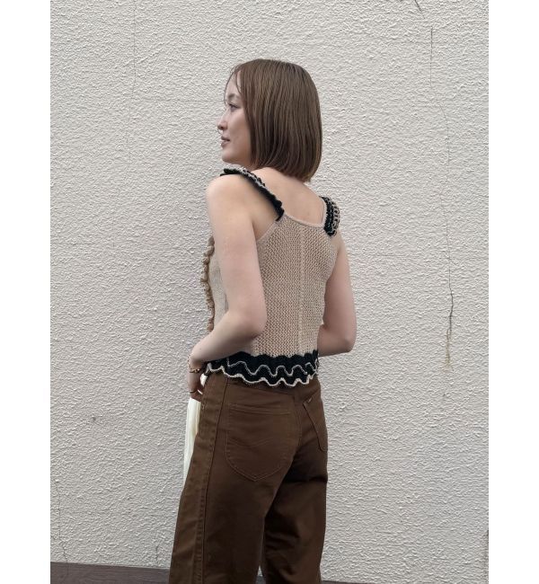 LAGUNAMOON「フリルデザインノースリニットプルオーバー」|ニット・セーター|