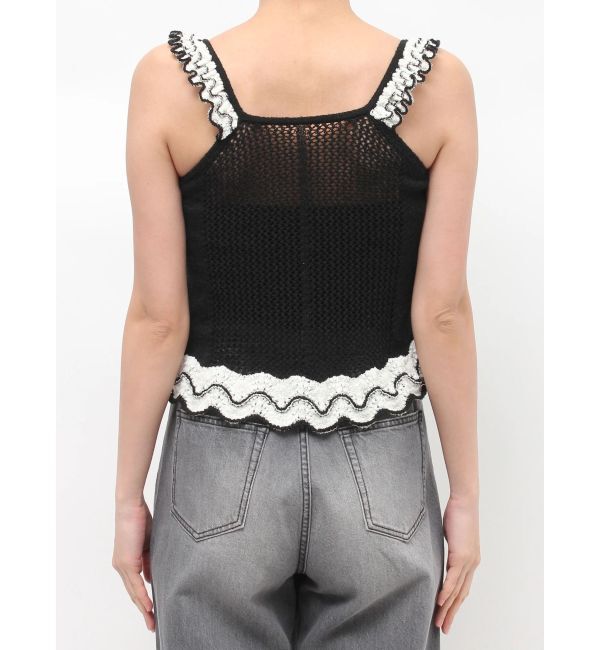 LAGUNAMOON「フリルデザインノースリニットプルオーバー」|ニット・セーター|