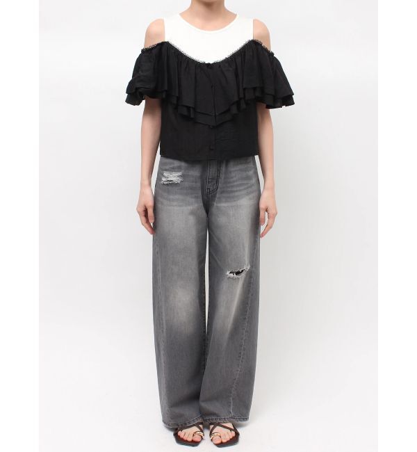 LAGUNAMOON「フレアデザインドッキングカットトップス」|Tシャツ・カットソー|