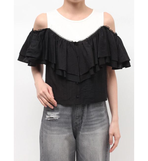 LAGUNAMOON「フレアデザインドッキングカットトップス」|Tシャツ・カットソー|