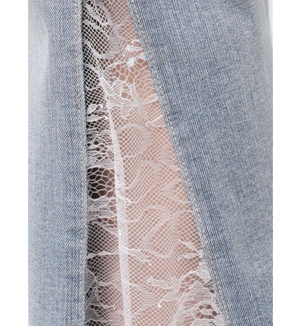 EVRIS「レースドッキングフレアデニムパンツ」|デニム|