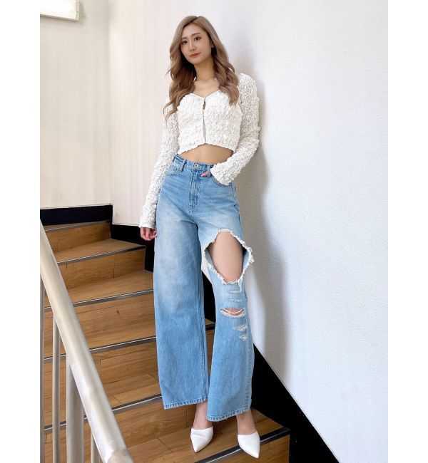 GYDA「シャーリング2WAYショートカーディガン」|カーディガン|