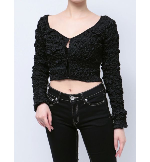 GYDA「シャーリング2WAYショートカーディガン」|カーディガン|