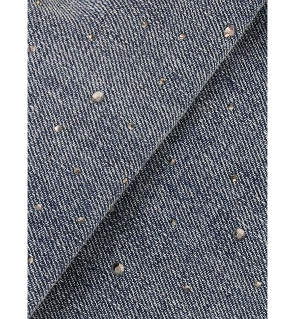 GYDA「ハイウエストKNEEダメージbijouワイドデニムパンツ」|デニム|