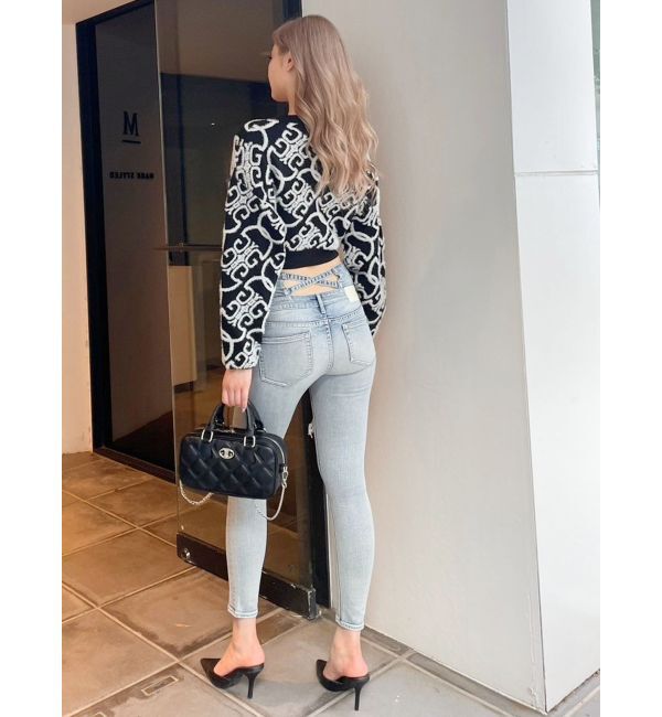 GYDA「Symmetry GYDAチェーンロゴラメニットトップス」|ニット・セーター|