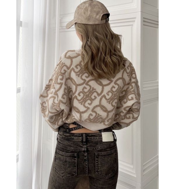 GYDA「Symmetry GYDAチェーンロゴラメニットトップス」|ニット・セーター|