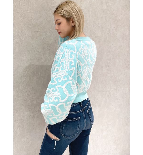 GYDA「Symmetry GYDAチェーンロゴラメニットトップス」|ニット・セーター|