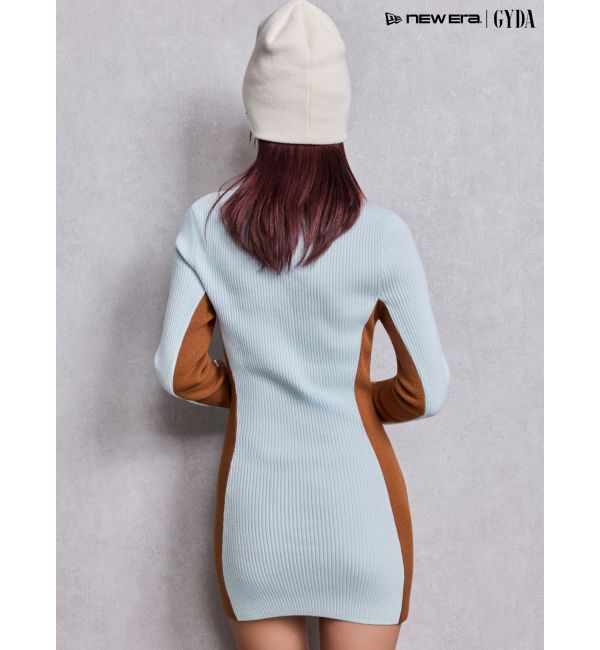 GYDA「BICOLOR WIDE LINEハーフZIPニットワンピース」|ワンピース|