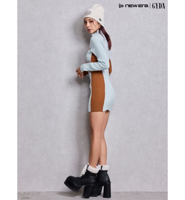 GYDA「BICOLOR WIDE LINEハーフZIPニットワンピース」|ワンピース|