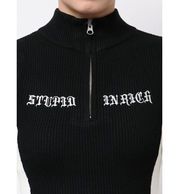 GYDA「BICOLOR WIDE LINEハーフZIPニットワンピース」|ワンピース|