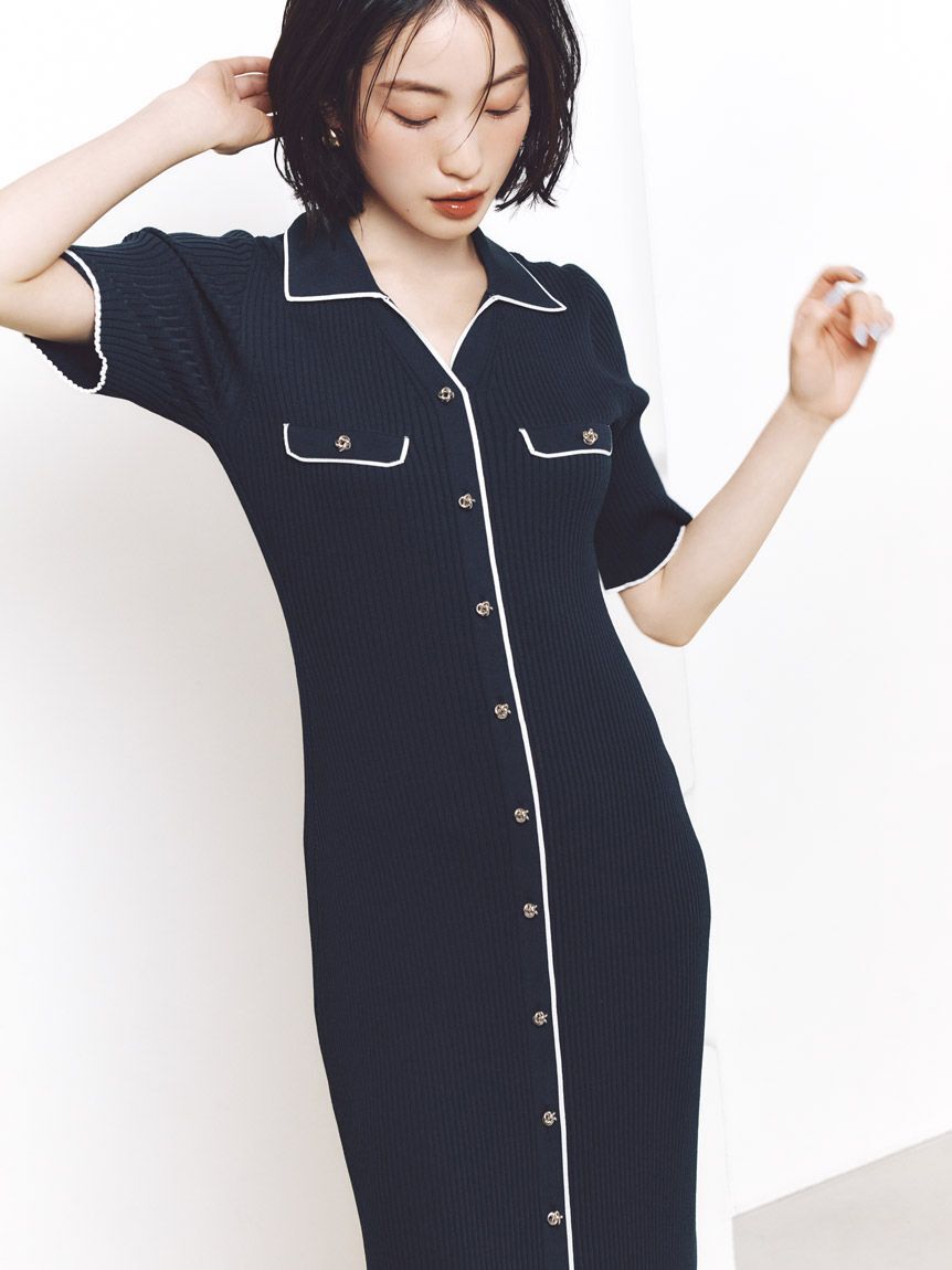 SNIDEL「フロントボタンニットワンピース」|ワンピース|NVY