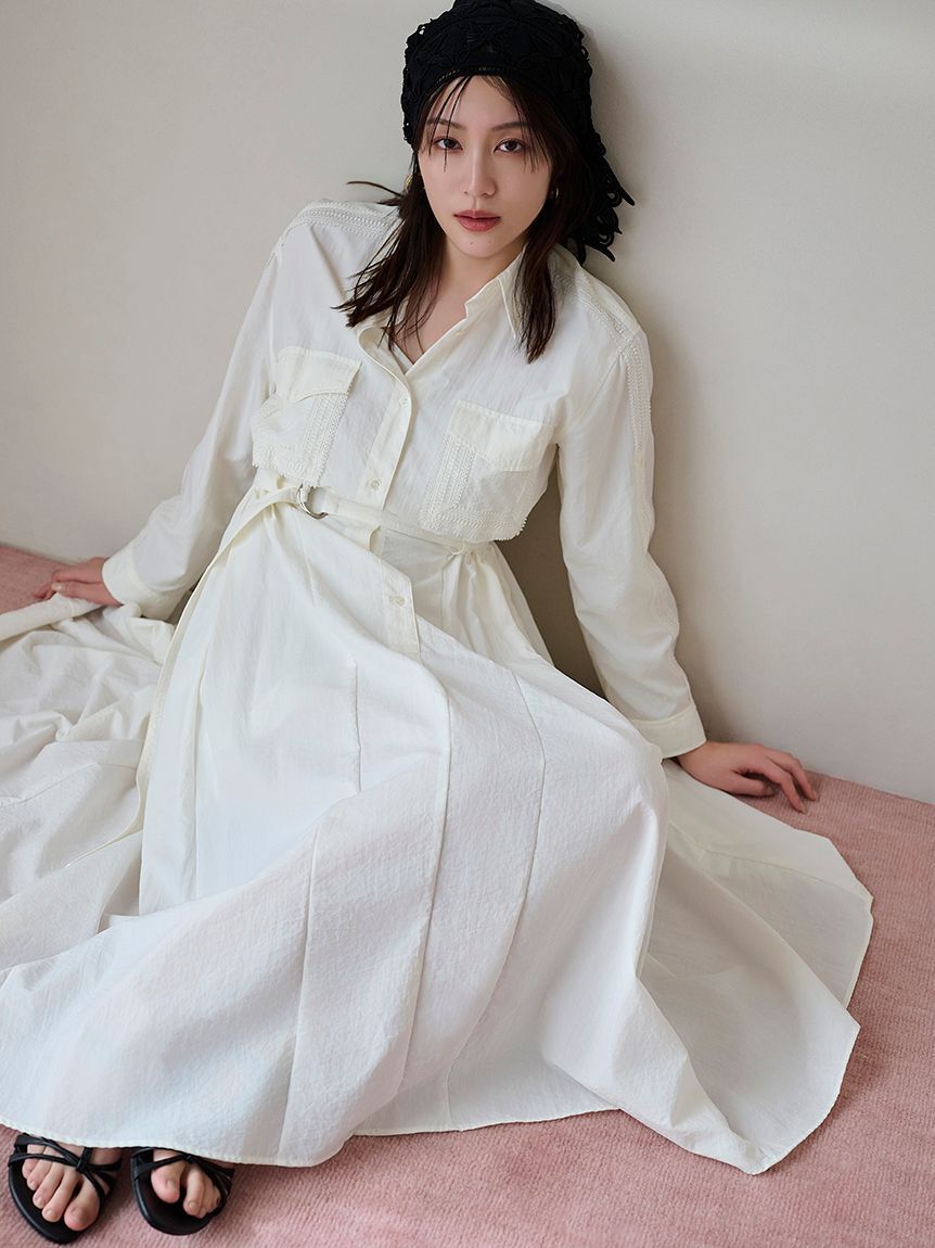 FRAY I.D「レーストリムシャツワンピース／ウォッシャブル・接触冷感・撥水」|ワンピース|