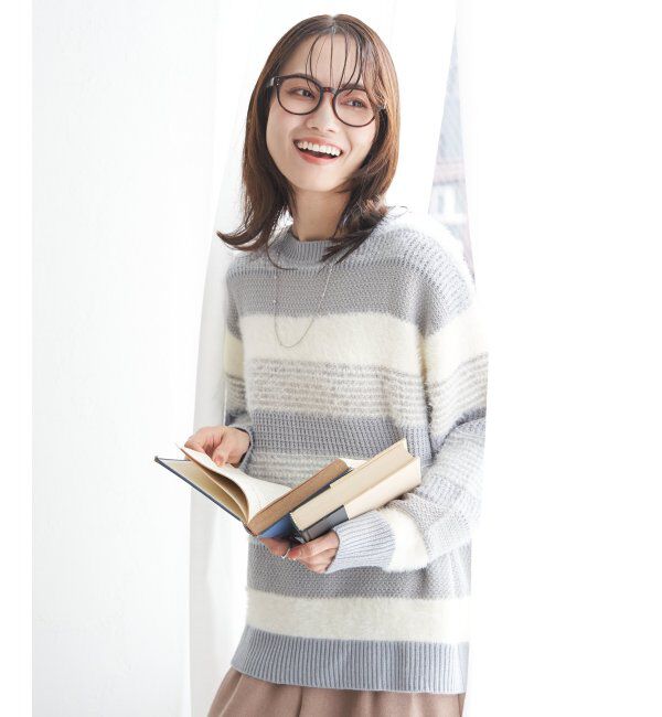 ikka「フェザー切り替えボーダーニットプルオーバー」|プルオーバー|