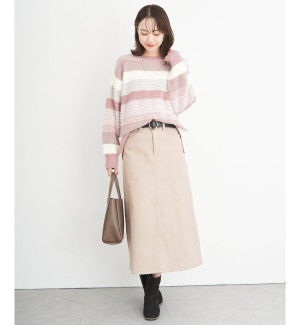 ikka「フェザー切り替えボーダーニットプルオーバー」|プルオーバー|