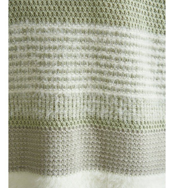 ikka「フェザー切り替えボーダーニットプルオーバー」|プルオーバー|