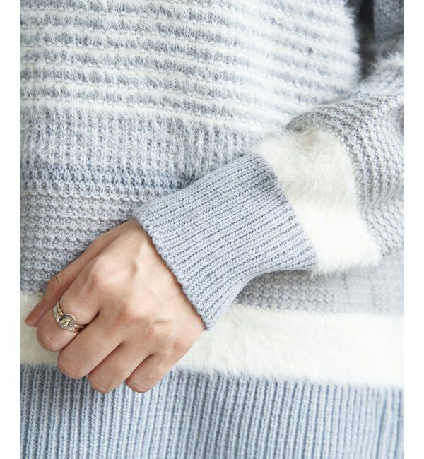 ikka「フェザー切り替えボーダーニットプルオーバー」|プルオーバー|